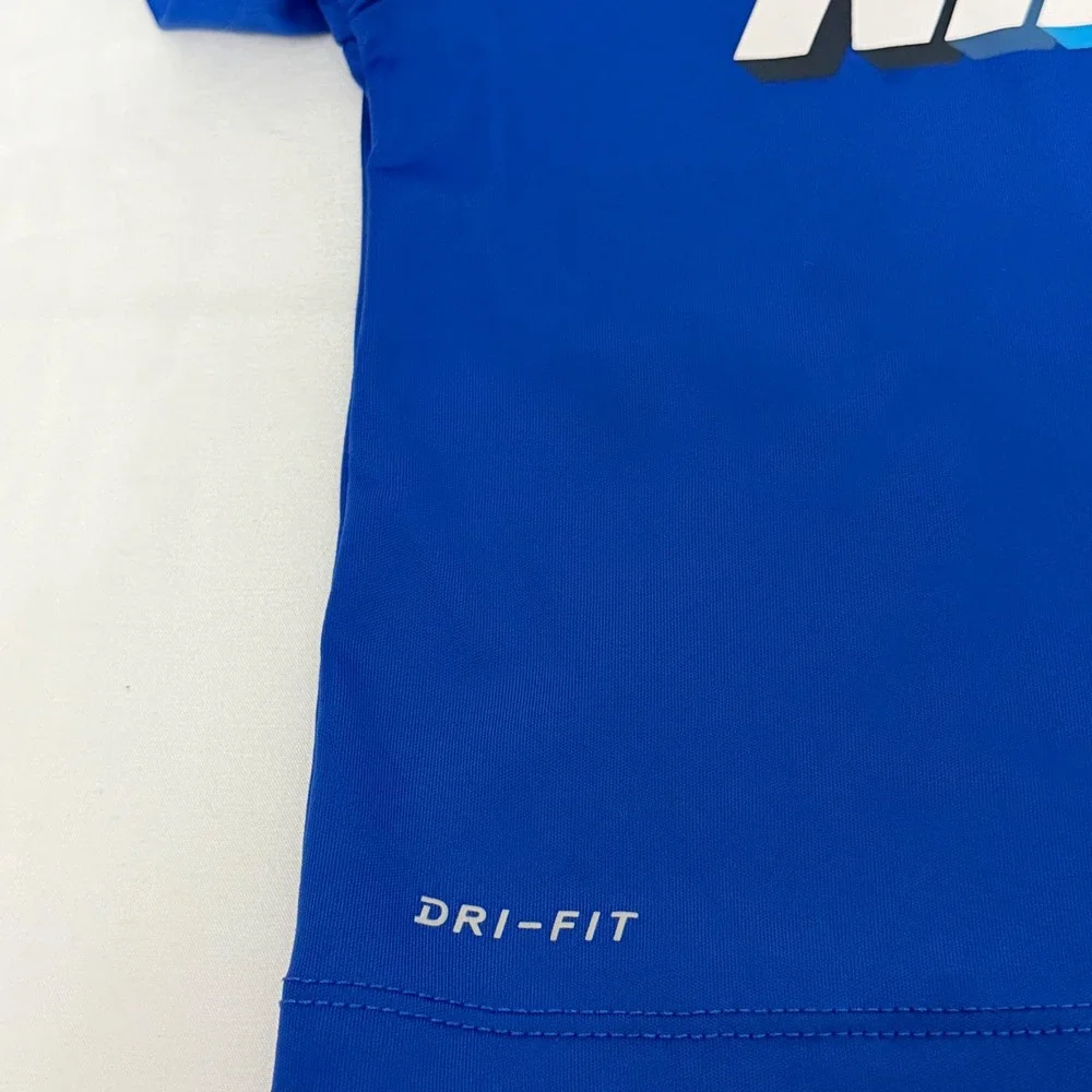 Nike Dri-FIT Blue Graphic Logo Short Sleeve Athletic T-Shirt Kids 18M Swoosh
